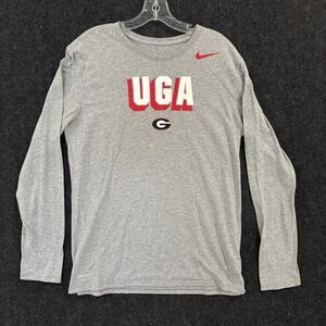 Georgia Bulldogs Shirt Mens Medium Gray NCAA Nike Dri Fit Long Sleeve Tee UGA